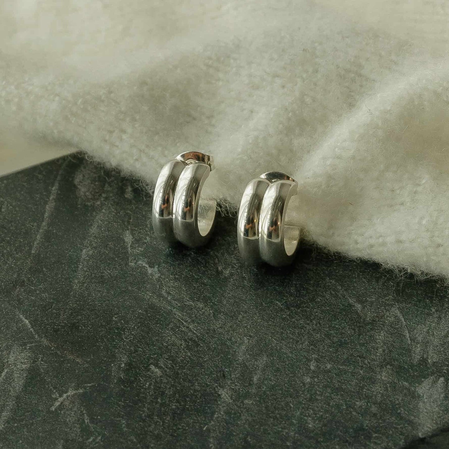 Silver Sterling Silver Huggie Hoop Earrings