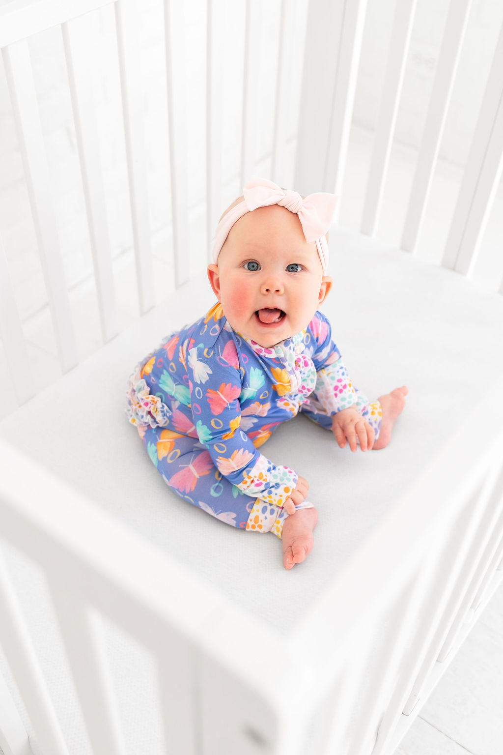 Butterflies Bamboo Ruffle Convertible Footie Baby Sleepwear Korrie