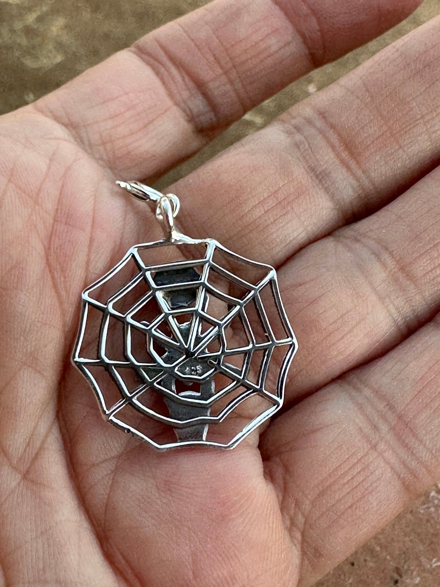 Sterling Silver Spice Spider Web Charm Charm Nizhoni Traders LLC