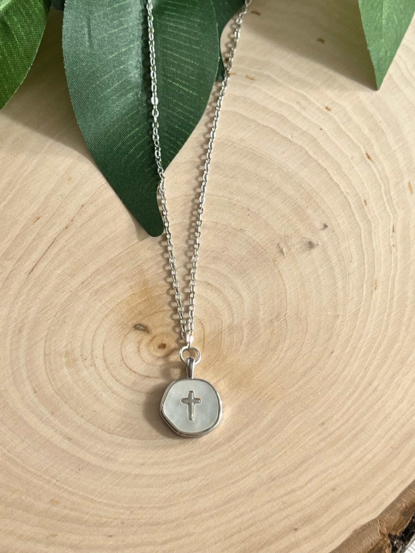 Silver Necklace Pearl Cross Pendant - Hypoallergenic and Timeless