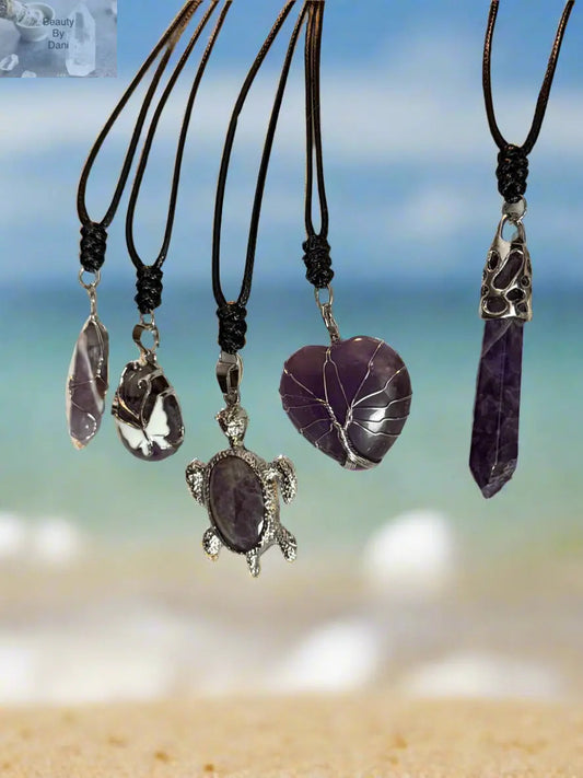 Adjustable Amethyst Pendant Necklace Jewelry Beauty by Dani