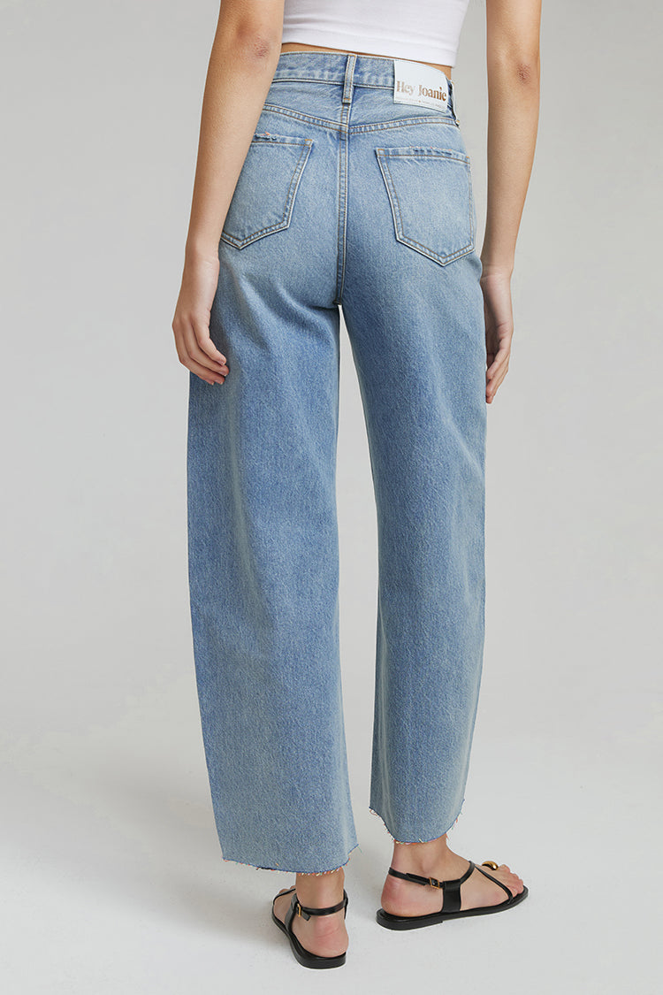 Moon Curve Raw Hem Wide-Leg Crop Jeans Hey Joanie