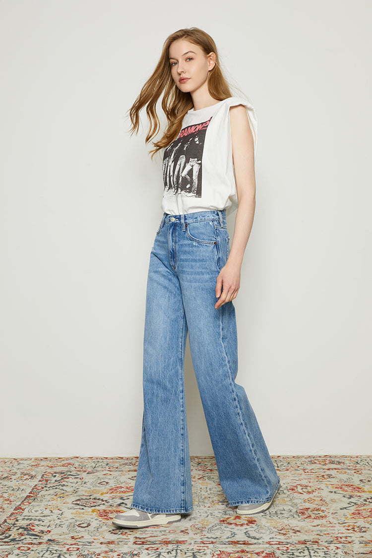 Melissa Slouch Boot High-Rise Wide-Leg Denim Jeans