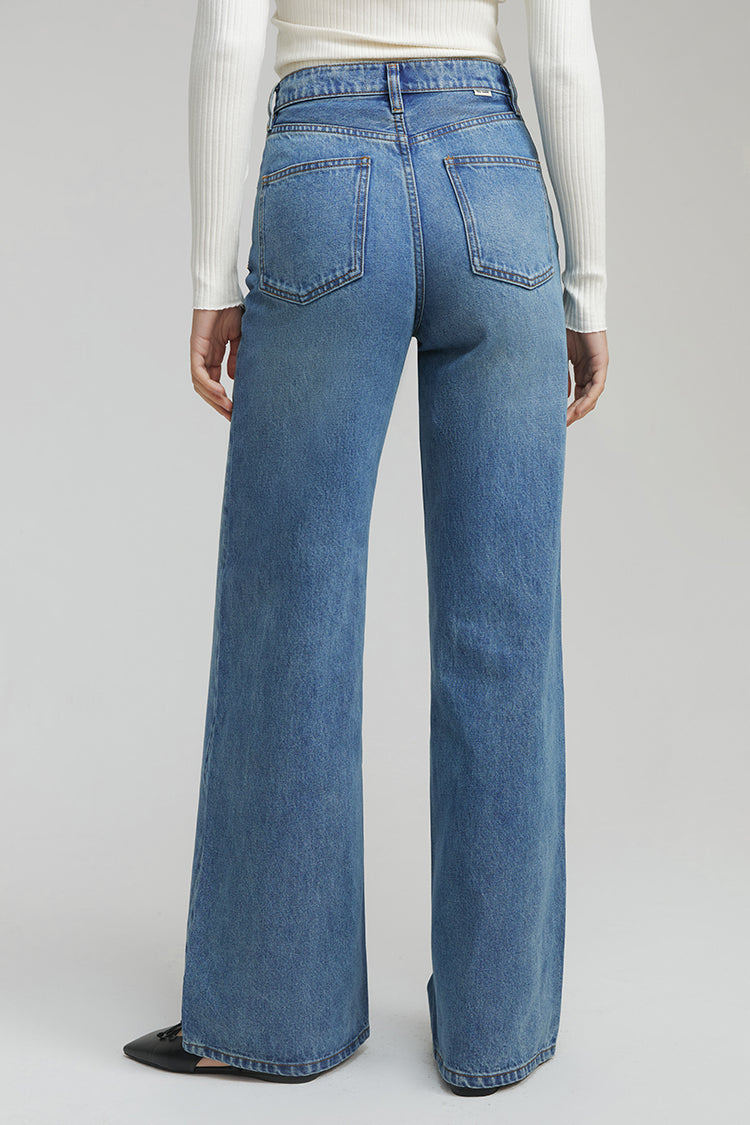 High Rise Baggy Jeans Full Length Wide Leg Angeles