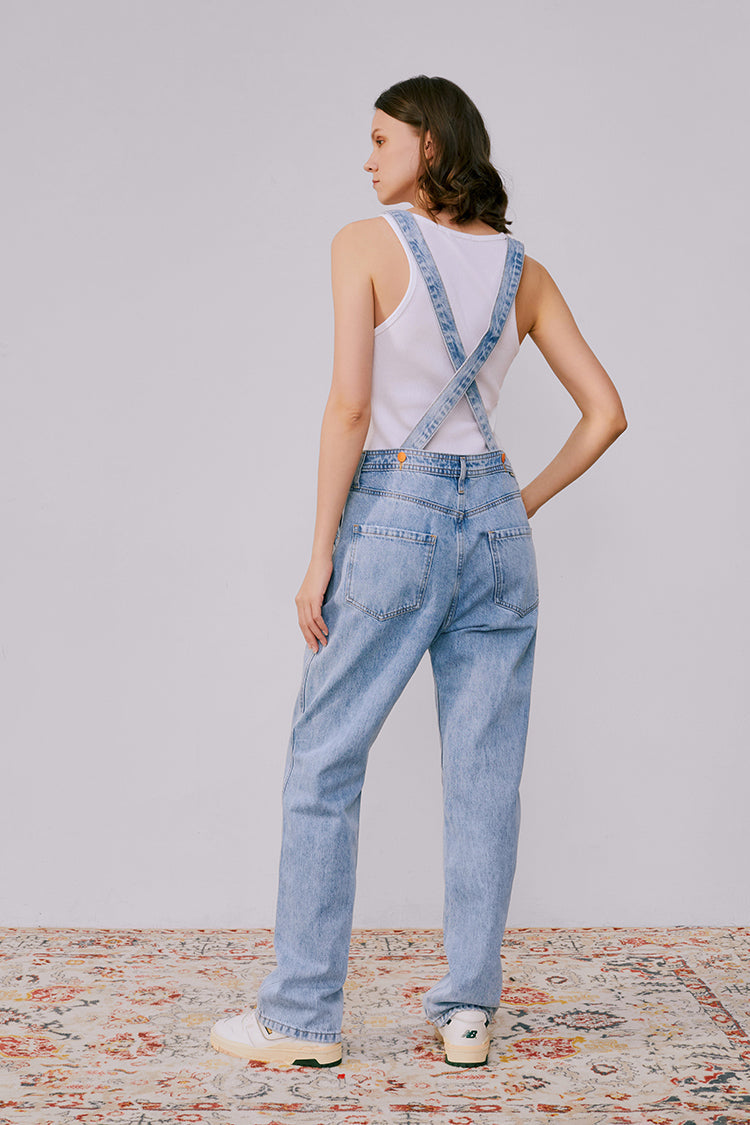 Mid-weight Denim High-rise Overalls Just For Fun HJ101