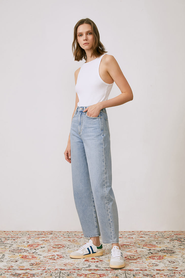High Rise Light Fading Barrel Jeans Queens Of Noise