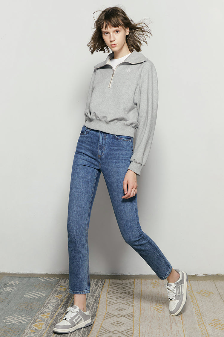 Two Shots High Rise Straight Crop Jeans High-rise Crop Jeans