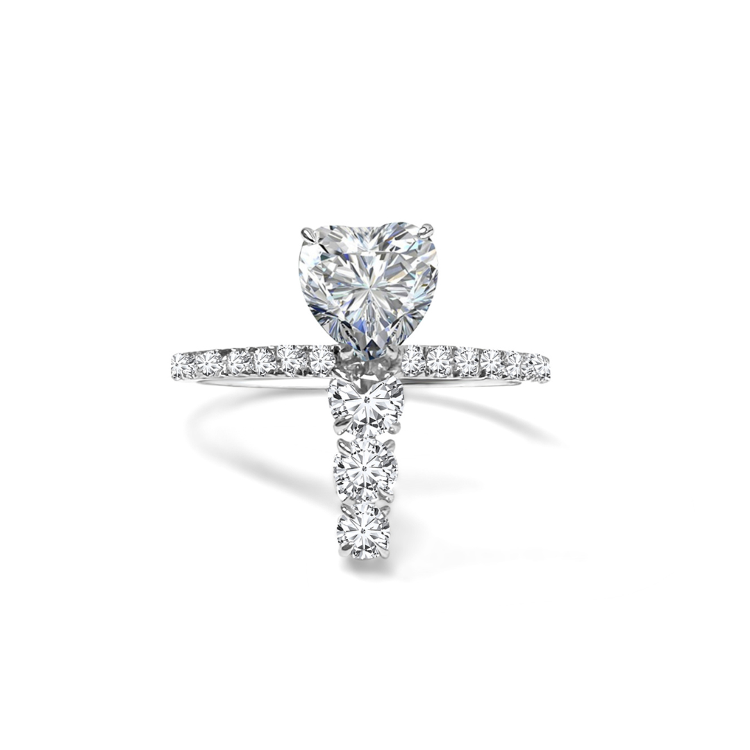 Heart & Round Cut Moissanite 6.5mm x 6.5mm Ring