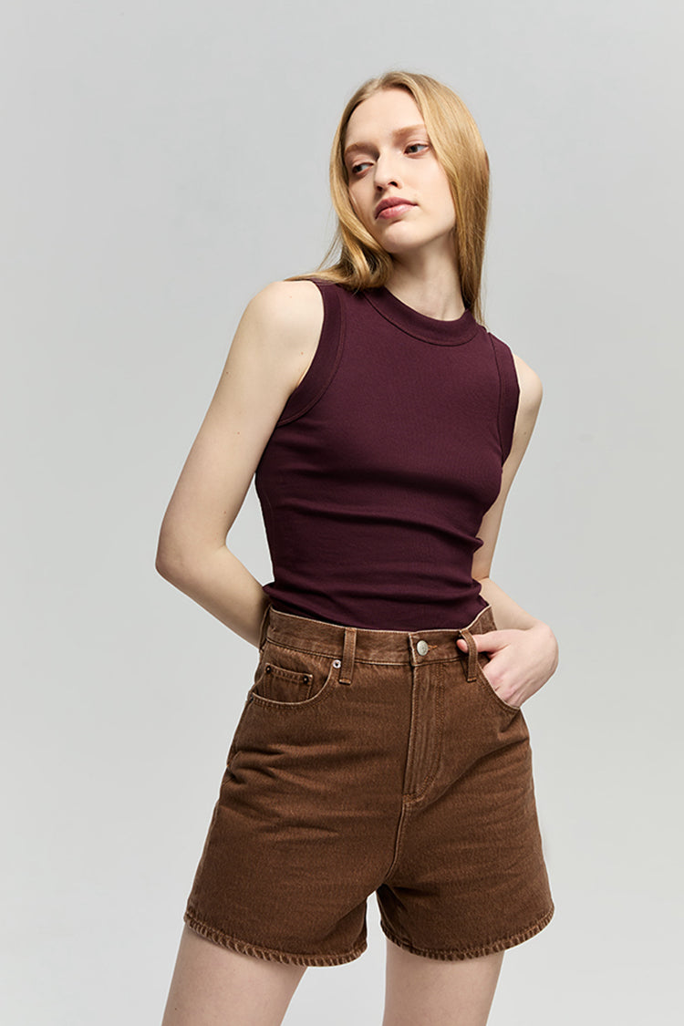 Denim Mid-weight High-rise Shorts Easy Buckle HJ820