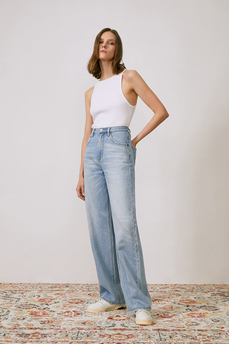 Whitefish High Rise Wide Jeans Mid-weight Denim HJ007 Coney Island