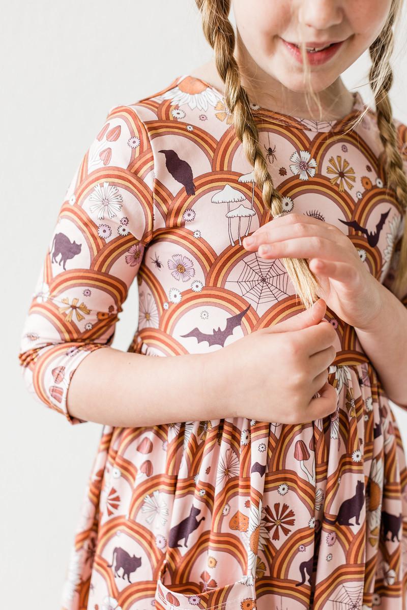 Hocus Pocus Twirl Pocket 3/4 Sleeve Dress