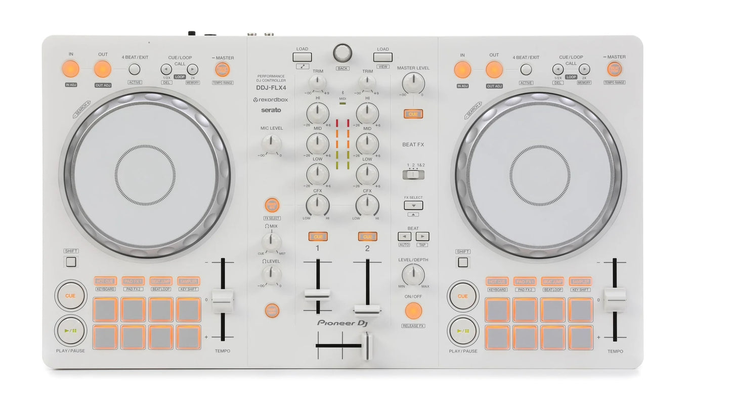 Pioneer DJ DDJ-FLX4 2-deck rekordbox and Serato DJ Controller - White, Limited Edition -NEW