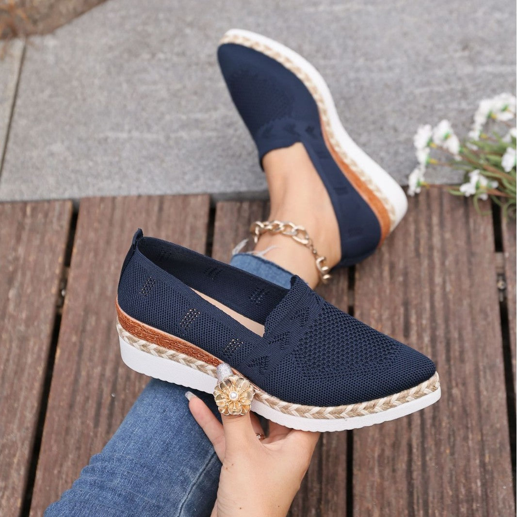 Woven Rope Platform Snakeskin Pointed-Toe Flats Women’s Trendy Flats