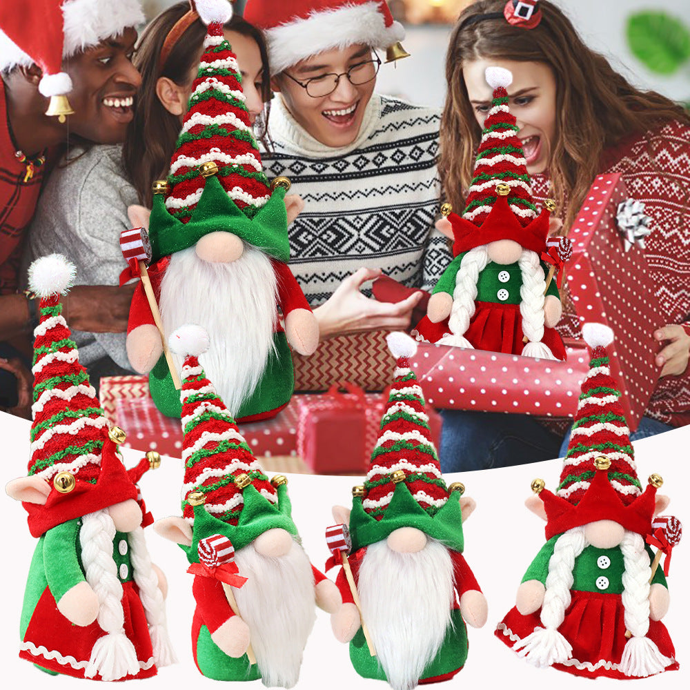 Elf Santa Claus Doll Ornaments Knitted Cloth Couple Decorations