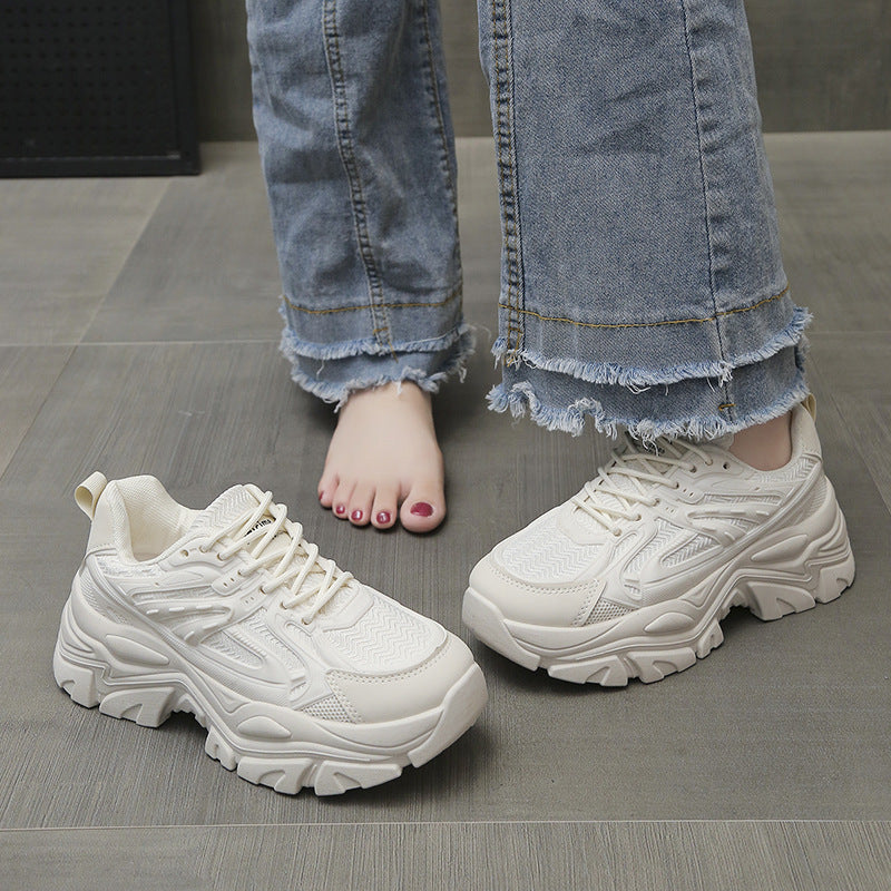 Thick-Bottom Breathable White Shoes Thick Sole Women Stepique