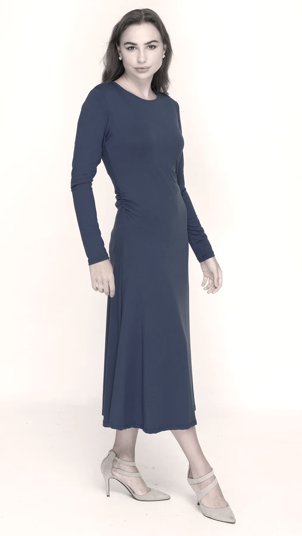 Side Ruched Black Bamboo Jersey Dress