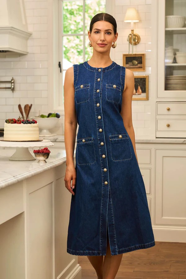 Denim Sleeveless Midi Dress Ida Dress