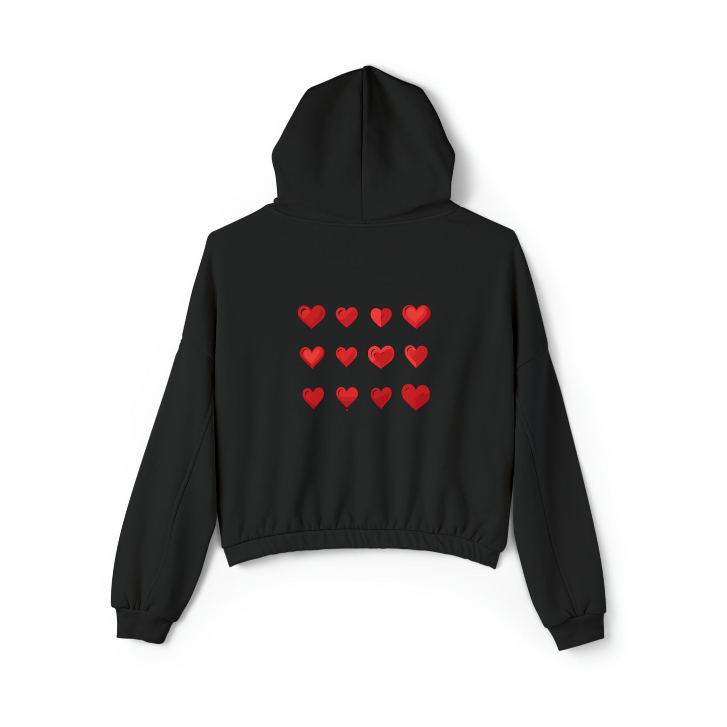 Valentine's best Gift, red hearts design Women's Cinched Bottom Hoodie