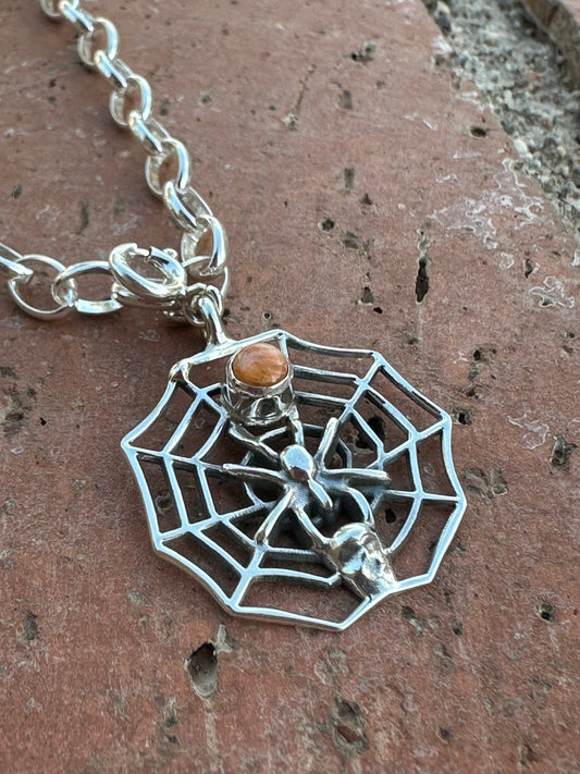 Sterling Silver Spice Spider Web Charm Charm Nizhoni Traders LLC