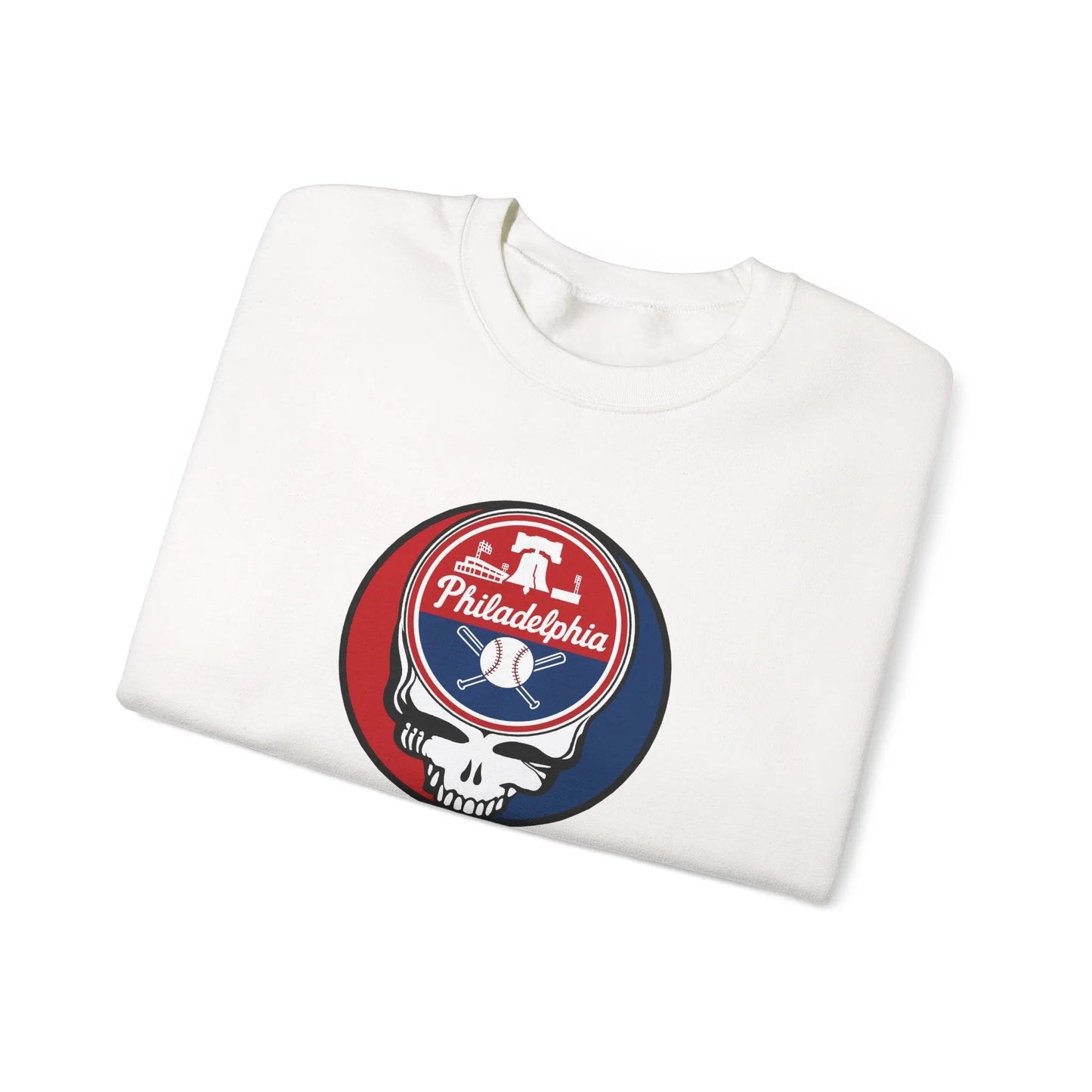 Grateful Dead Stealie Crewneck Sweatshirt Heavy Blend Philadelphia Baseball Edition MLB
