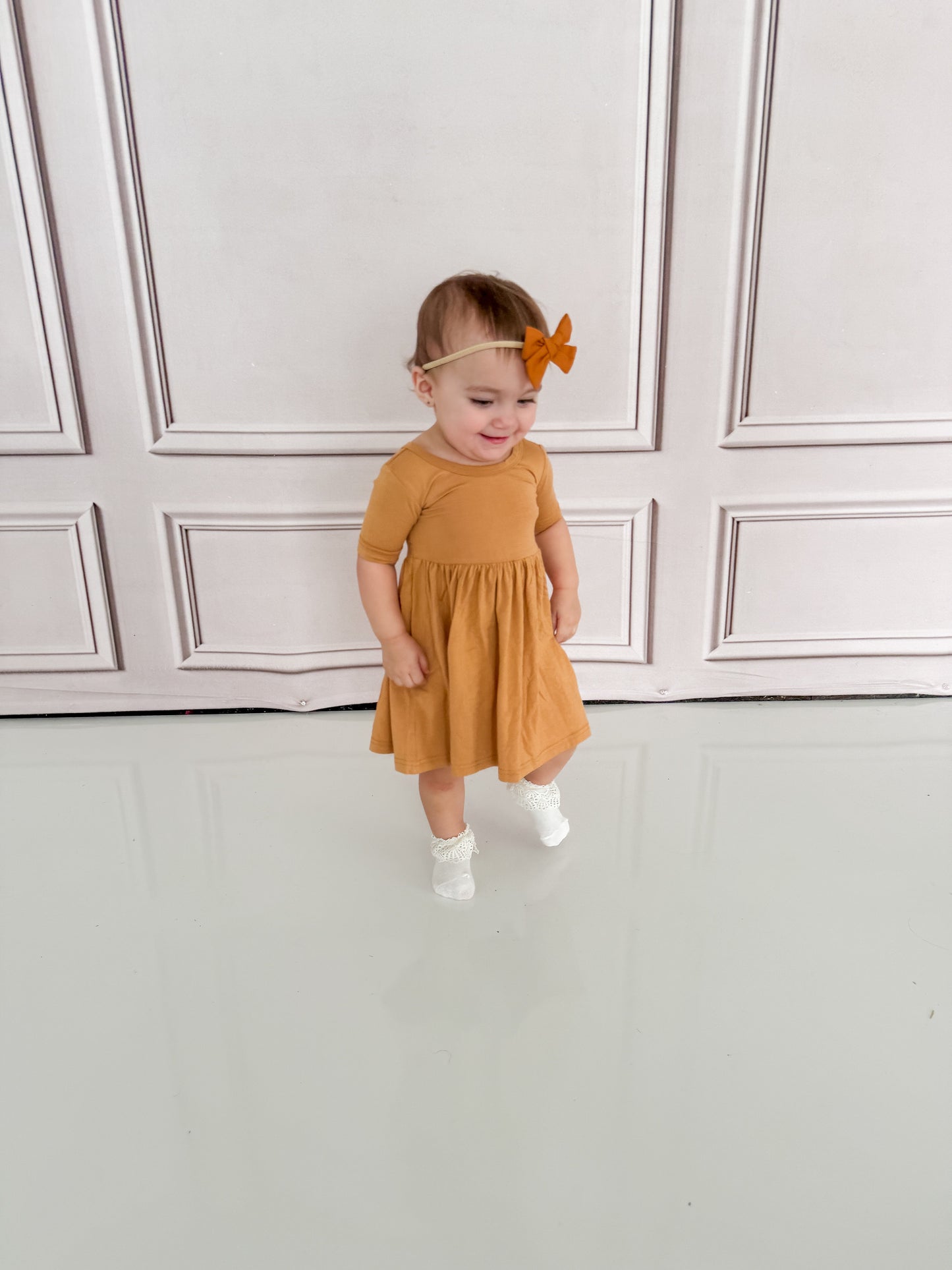 Brown Bamboo Twirl Dress Sustainable Comfort Daywear Dress