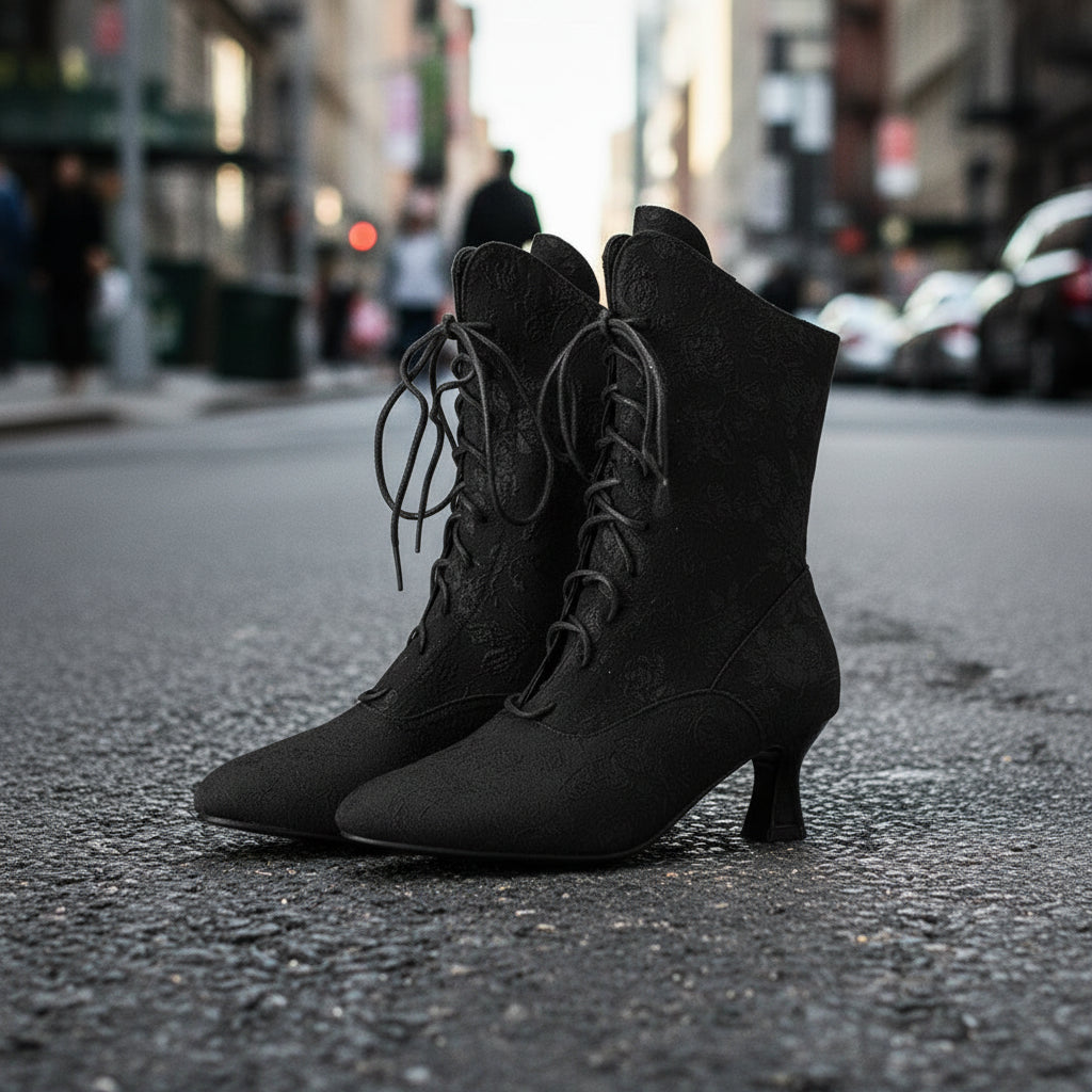 Women’s Pointed-Toe Kitten-Heel Boots High Heels Artificial PU