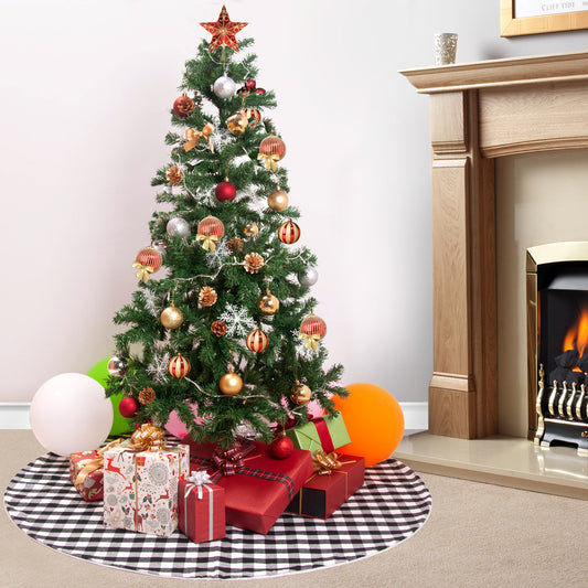 Black and White Plaid Tree Skirt Christmas Decoration