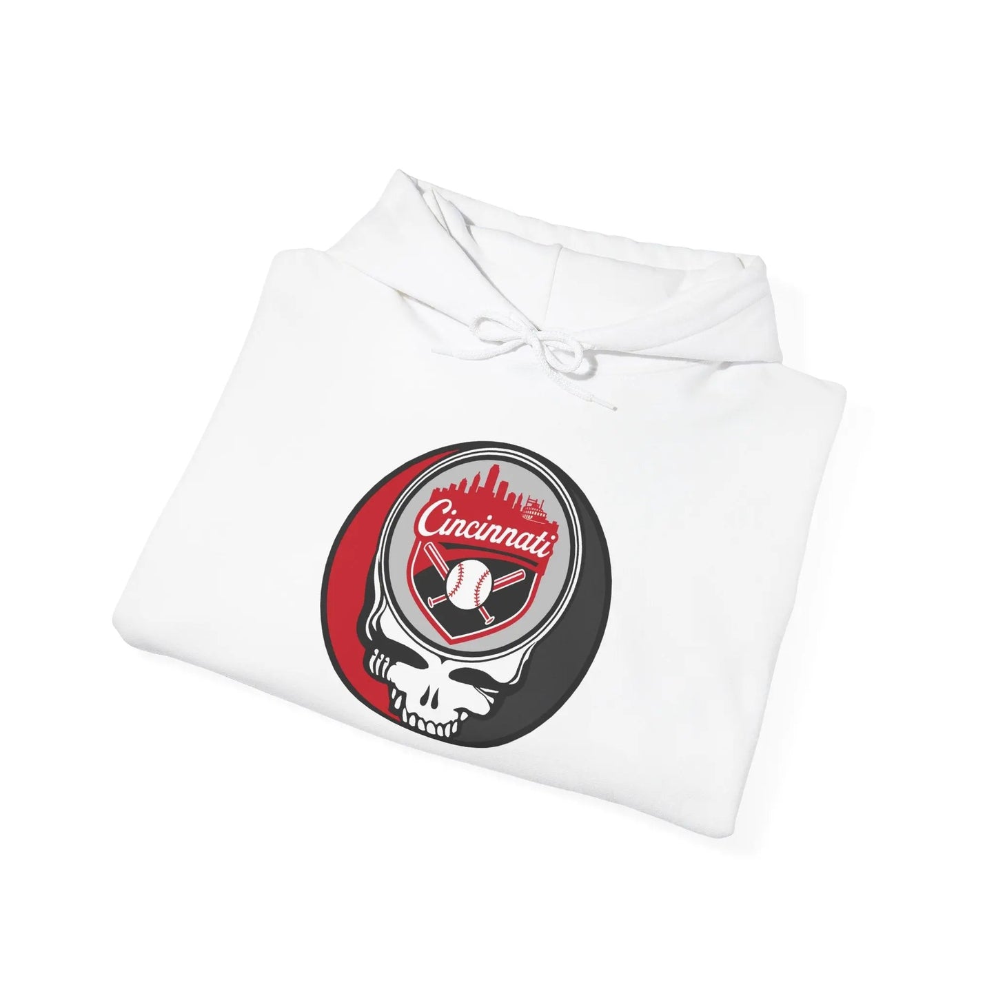 Grateful Dead Unisex Heavy Blend Hoodie Steal Your Face Artwork The Ballpark Collection Cincinnati Baseball Edition