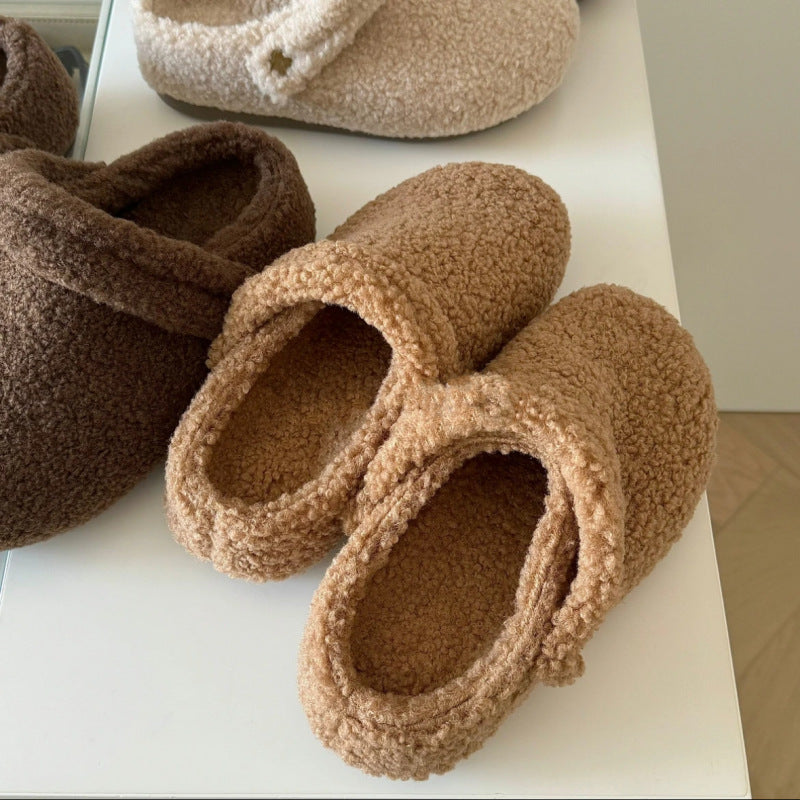 Women’s Closed-Toe Fleece-Lined Thickened Two-Way Wear Slippers