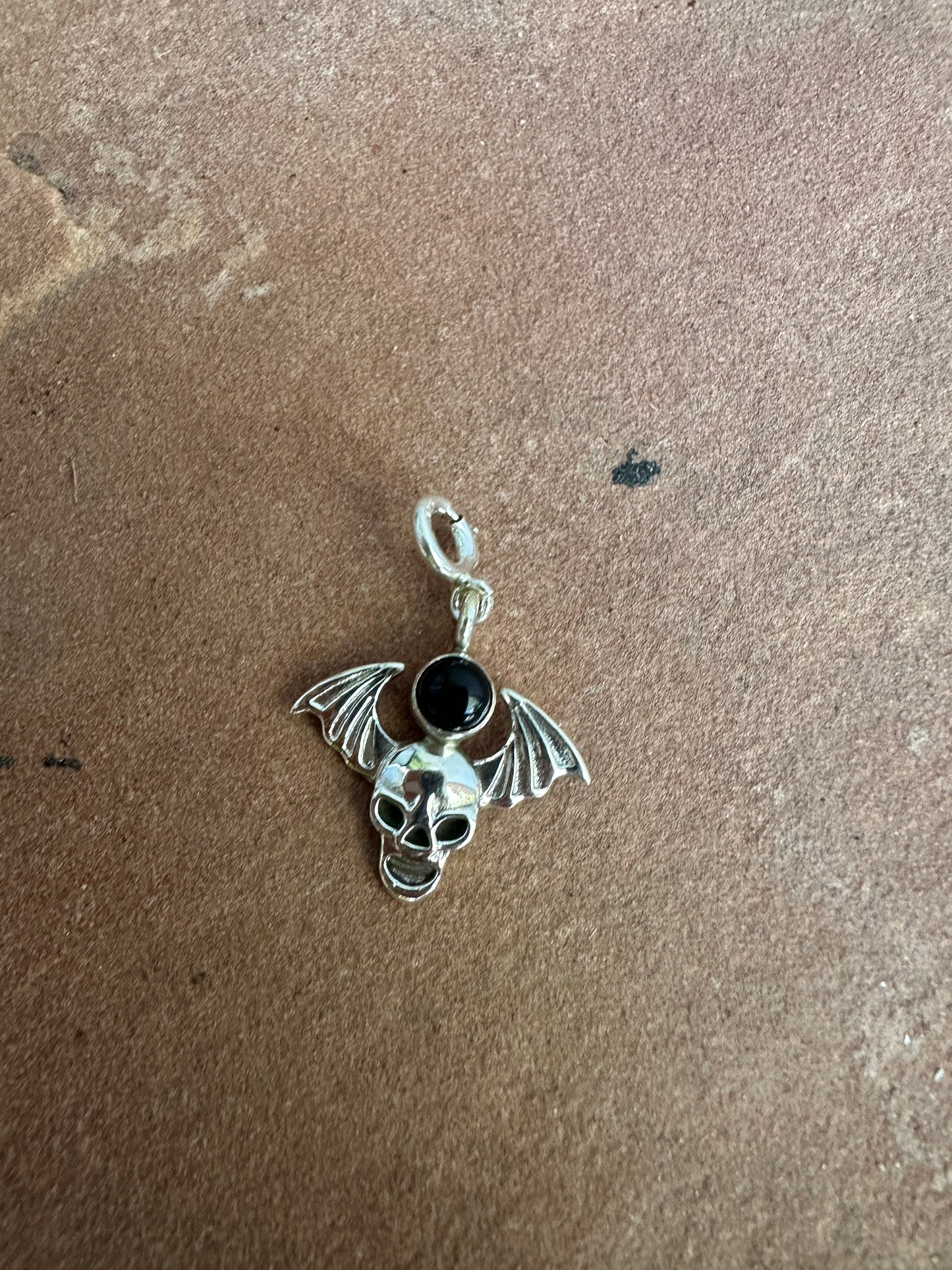 Sterling Silver Onyx Skull Charm Halloween Collection Nizhoni Traders LLC