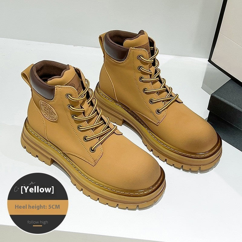 Genuine Leather Thick Bottom Elevator Women’s Martin Boots