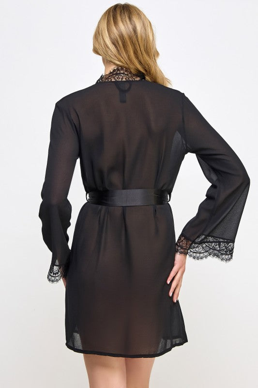 Vivian Chiffon Bodice Robe with Lace Trim