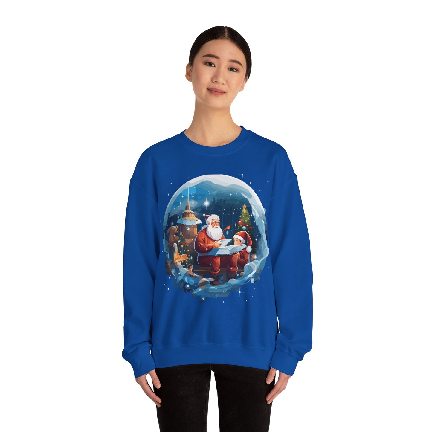 Santa reading book with people in space - Christmas Shirt, Holiday Xmas Shirt, Merry Christmas, Holiday Xmas, Unisex Xmas Shirt, Christmas Sweatshirt, Christmas Apparel, Xmas Celebration Shirt, Matching Family Outfits, Christmas Gifts