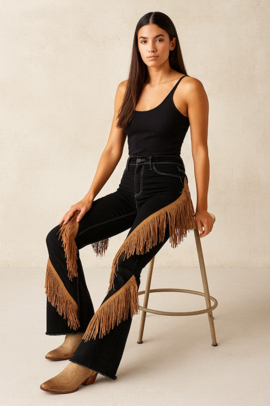 Western Fringe Boot Cut Jean High-Rise Bootcut Jeans