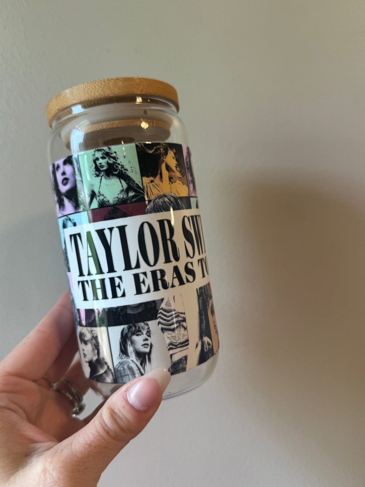 Taylor Swift Collage Bold Glass Cup Sawdust and Cedar