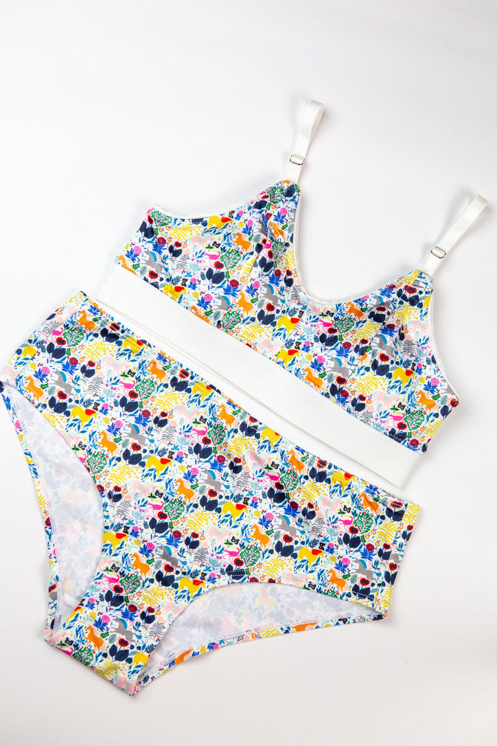 Unicorn Garden Print Bra