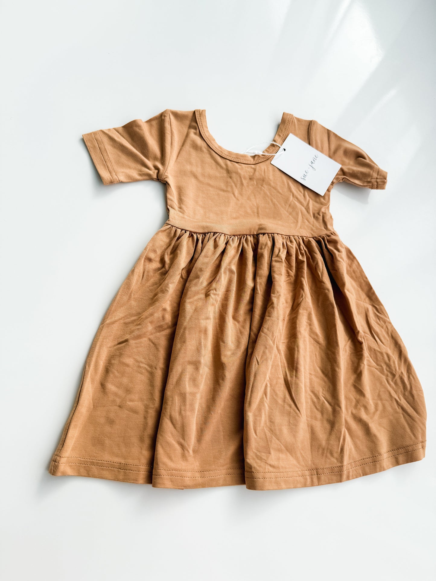 Brown Bamboo Twirl Dress Sustainable Comfort Daywear Dress