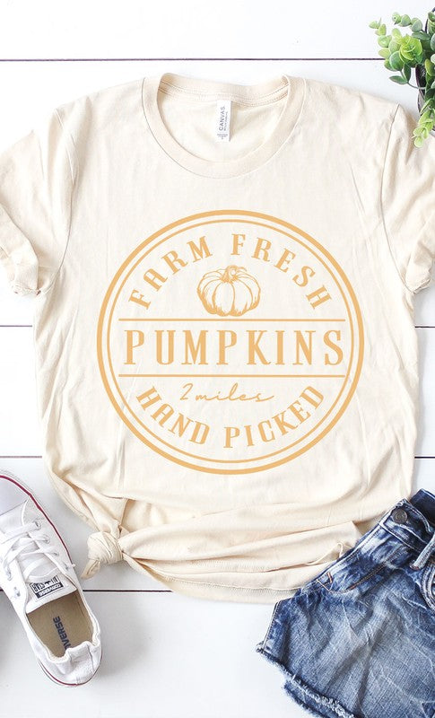 Farm Fresh Pumpkins Circle Graphic Tee Cotton Blend T-Shirt Kissed Apparel