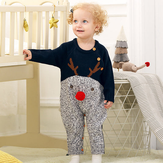 Children's Christmas Red and Sapphire Blue Knitted Sweater