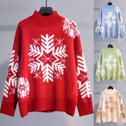 Womens Turtleneck Loose Long Sleeve Knitwear Pullover Casual Sweater