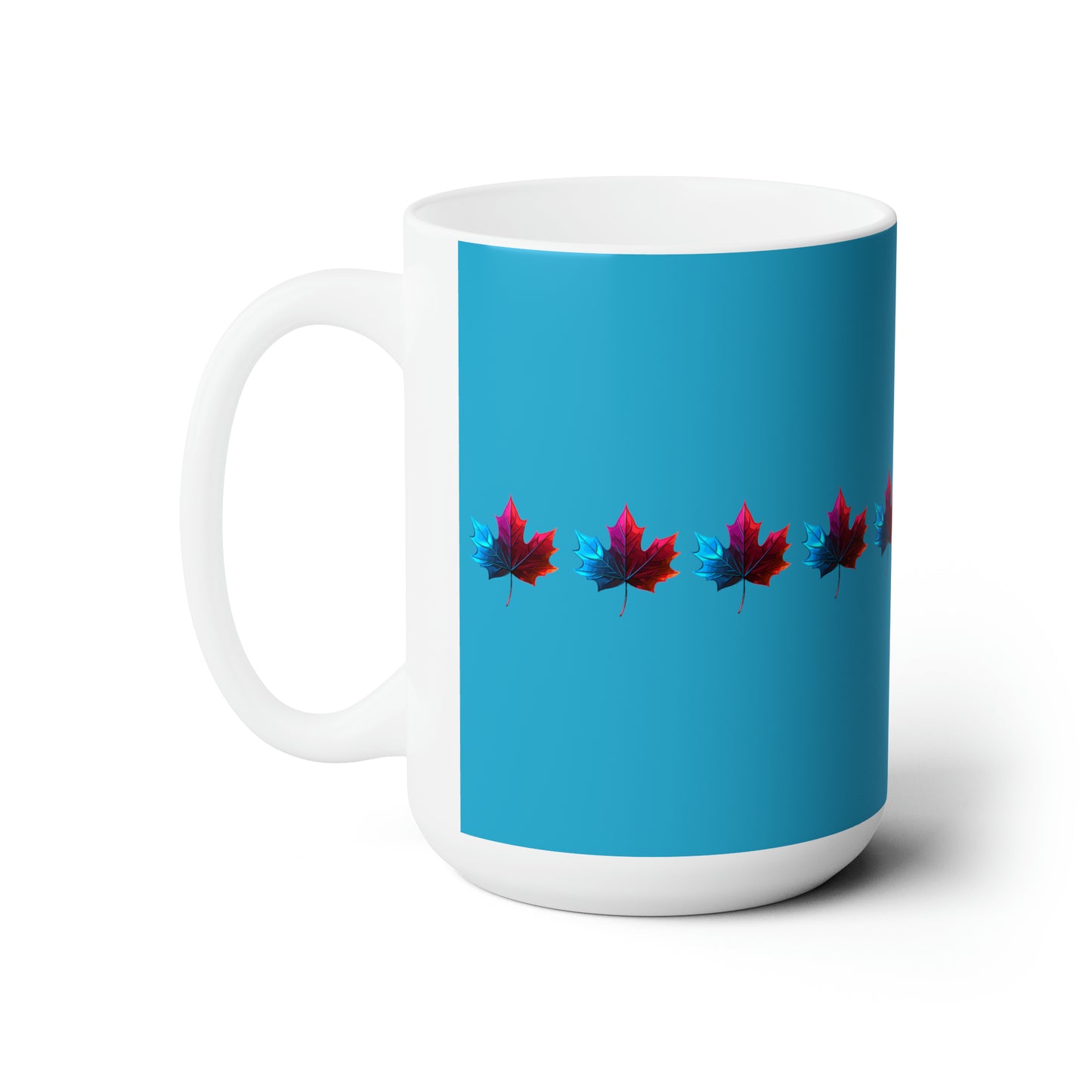 Canada Maple Leaf design Turquoise Christmas Ceramic Mug 15oz
