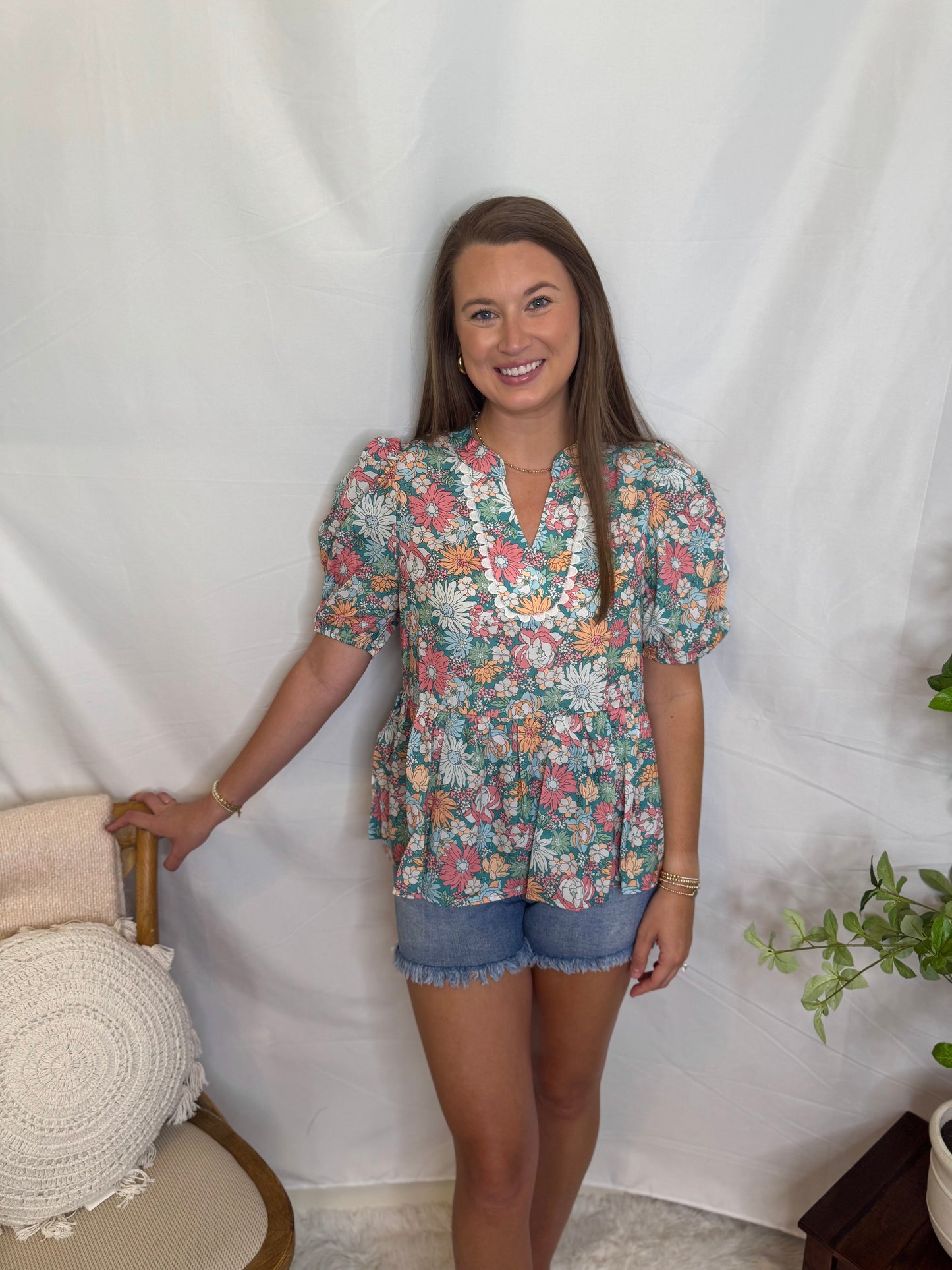 Floral Puff Sleeve Blouse The Laurel Top Sweet Jude Boutique