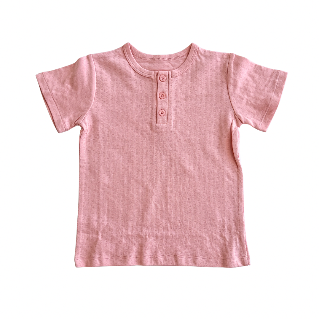 Organic Cotton Pointelle Tee - Pink