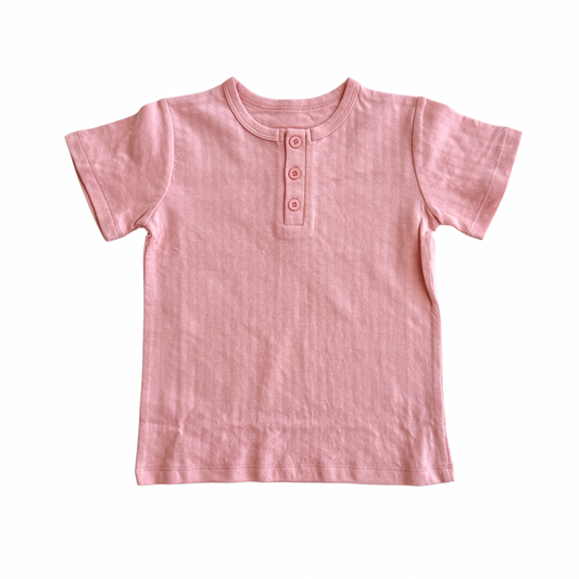 Organic Cotton Pointelle Tee - Pink