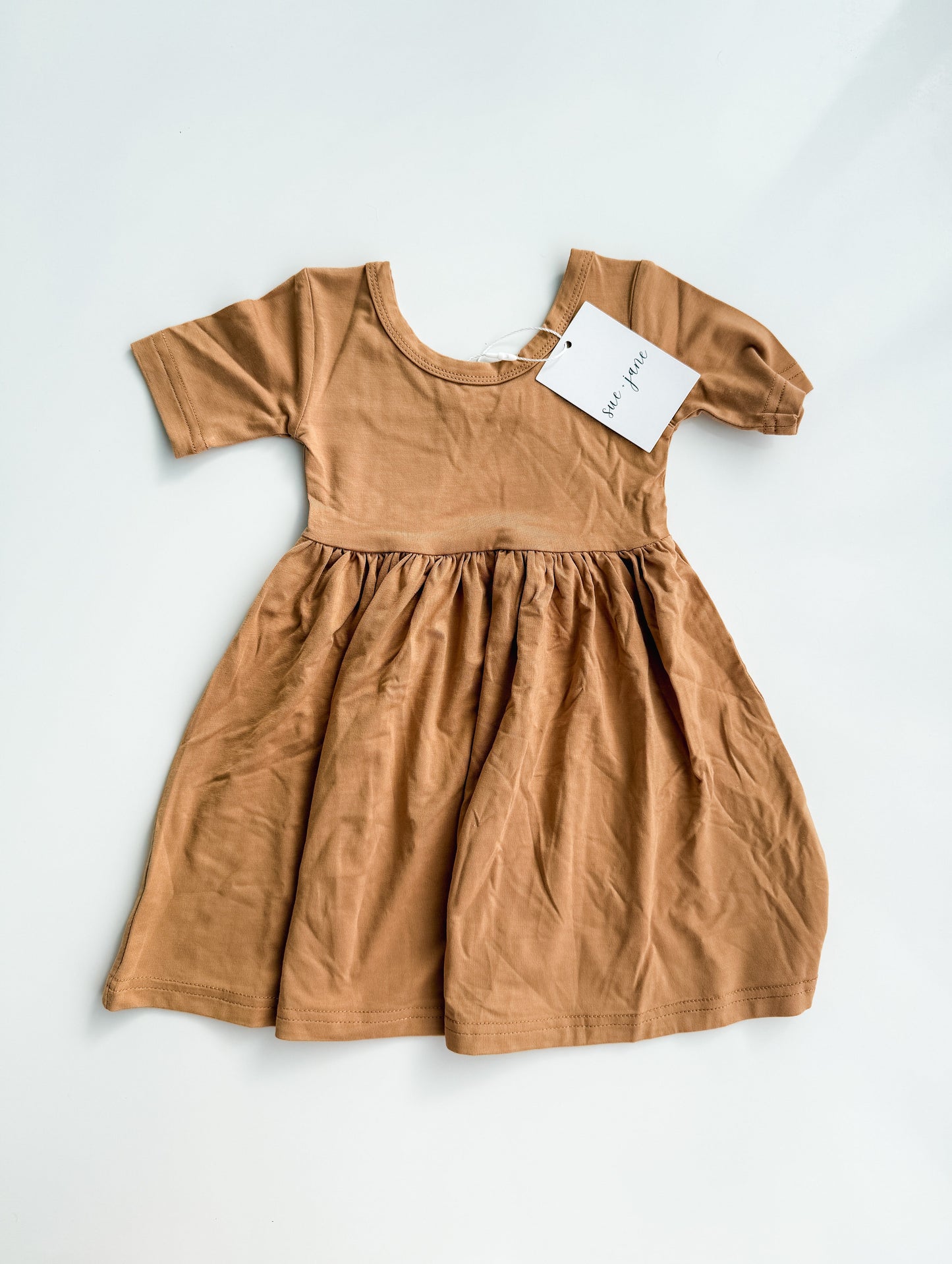 Brown Bamboo Twirl Dress Sustainable Comfort Daywear Dress