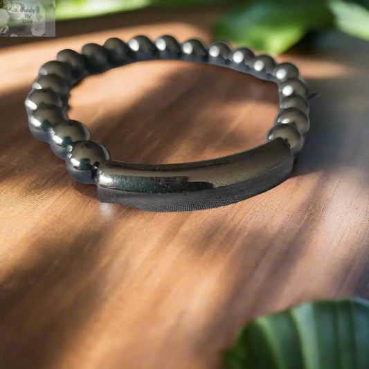 Hematite 8mm Beads Bracelet for Confidence & Stability