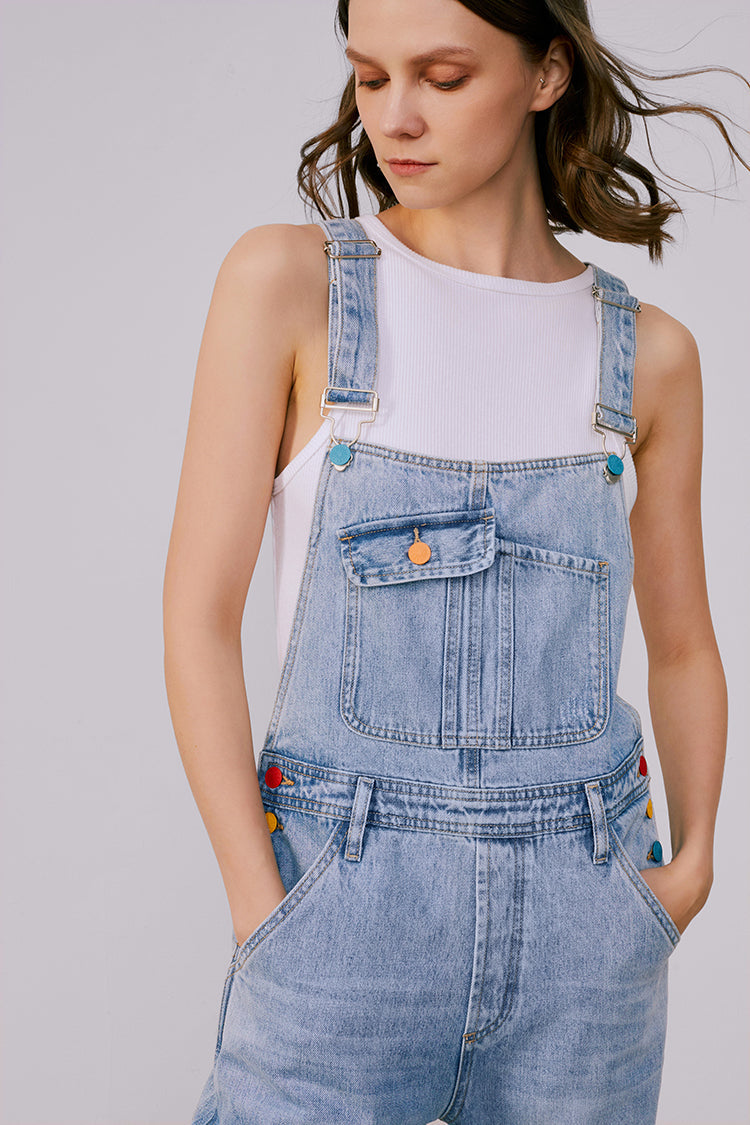 Mid-weight Denim High-rise Overalls Just For Fun HJ101