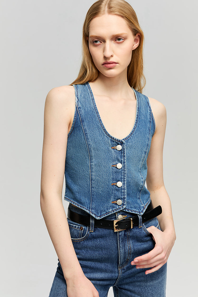 Blue Horizon Mid-weight Denim Vest Hey Joanie