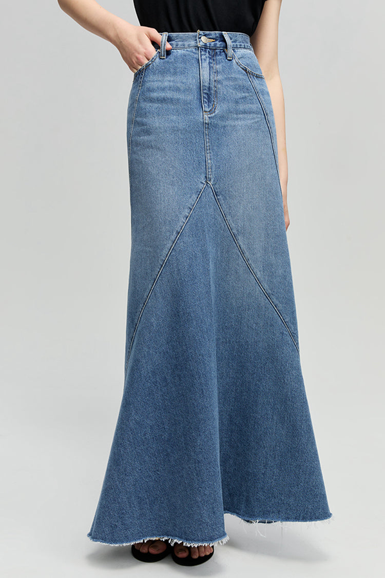Ocean Wave Lightweight Denim Skirt Hey Joanie