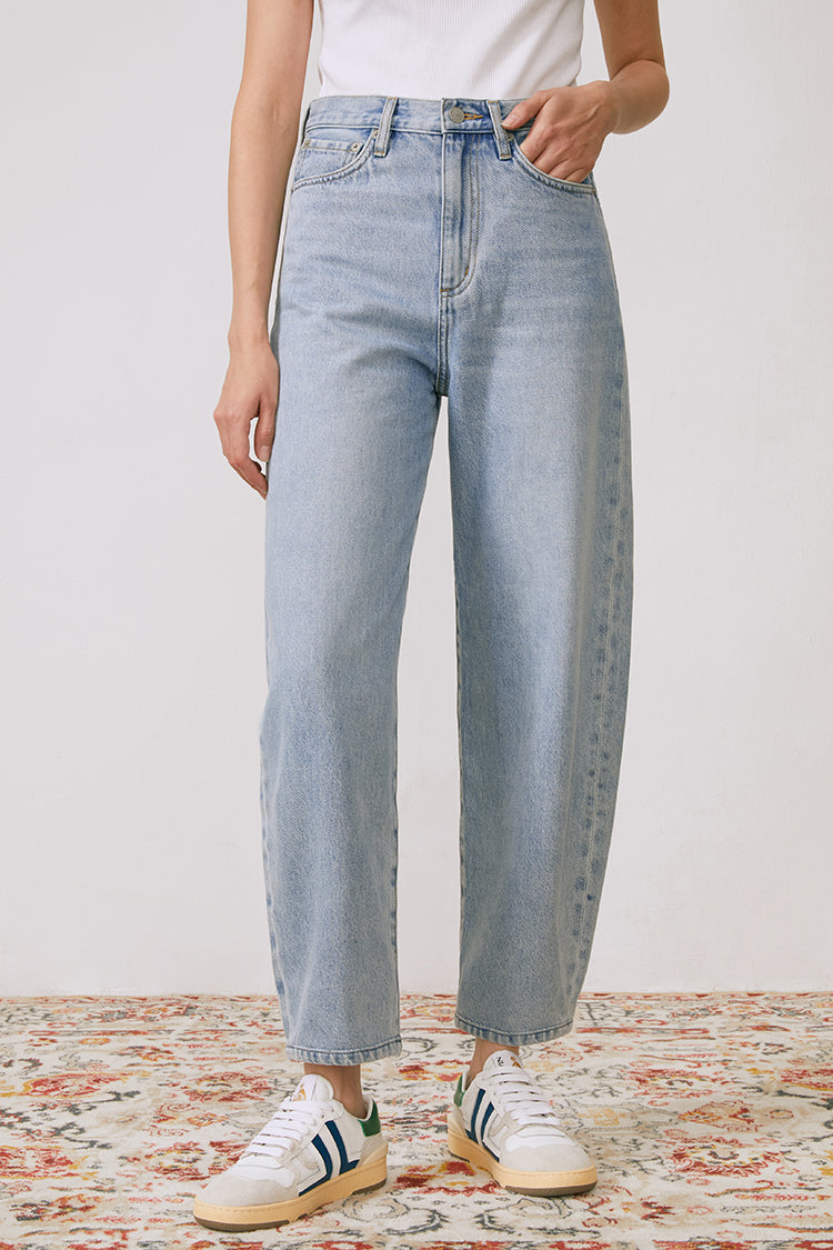 High Rise Light Fading Barrel Jeans Queens Of Noise